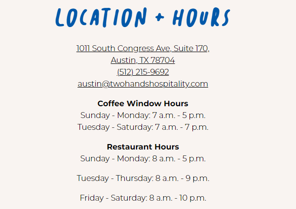 two hands austin location and hours